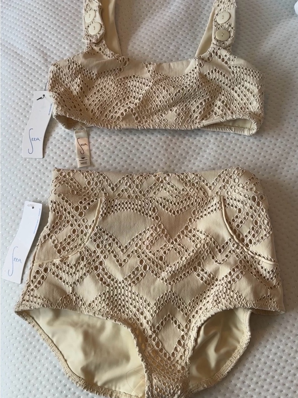 Seea Cream Crochet Bikini Set